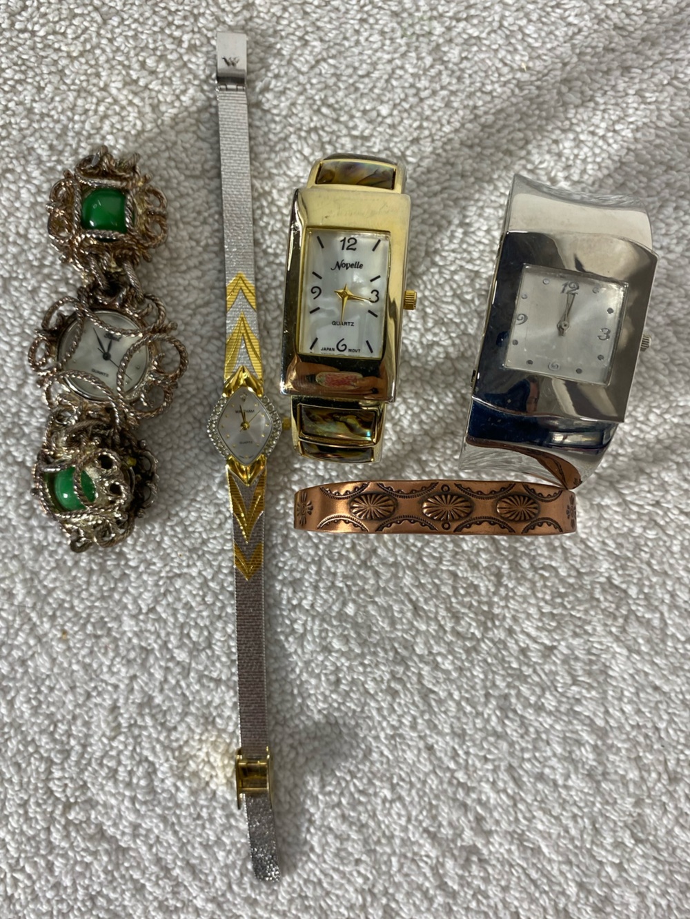 Vintage Untested Watch Jewelry LOT  Novelle Abalone Cuff Copper Southwest AS IS